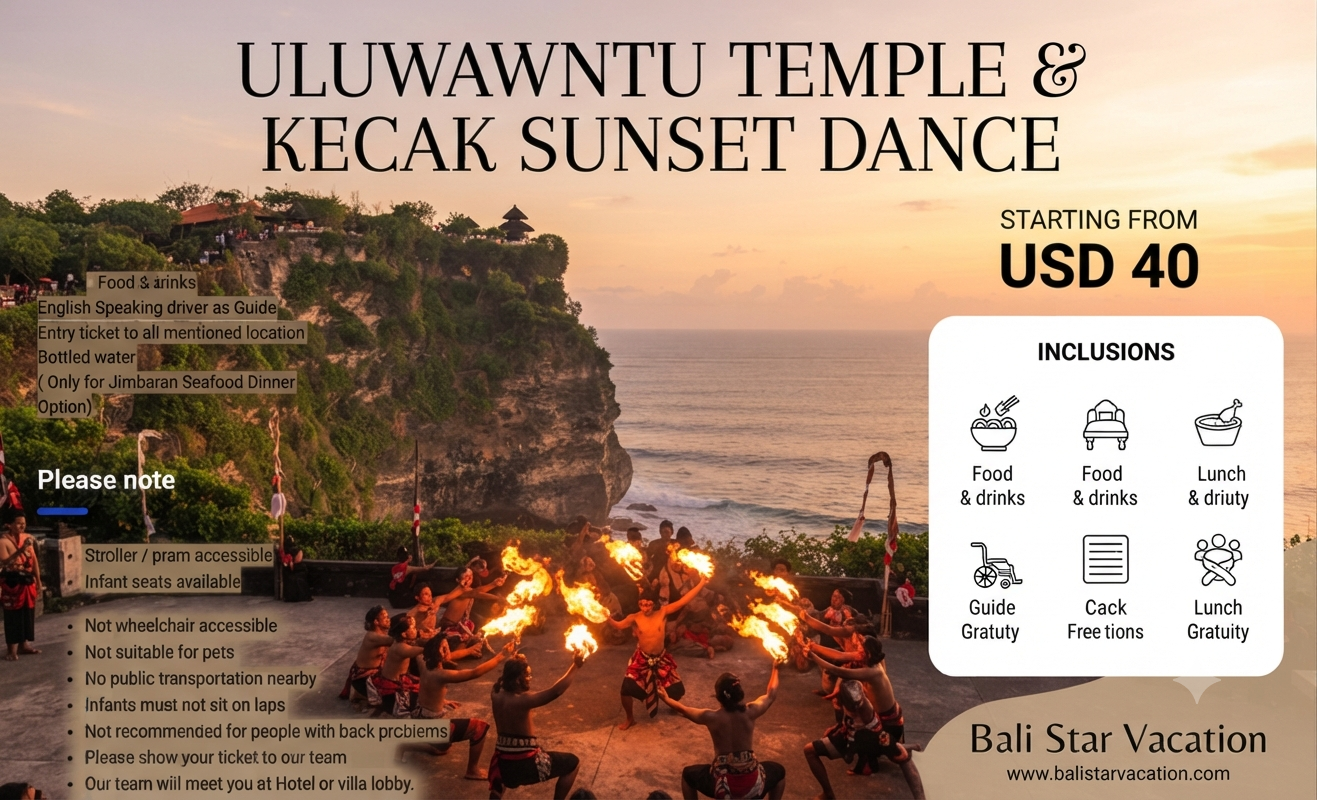 Templo de Uluwatu y baile al atardecer Kecak