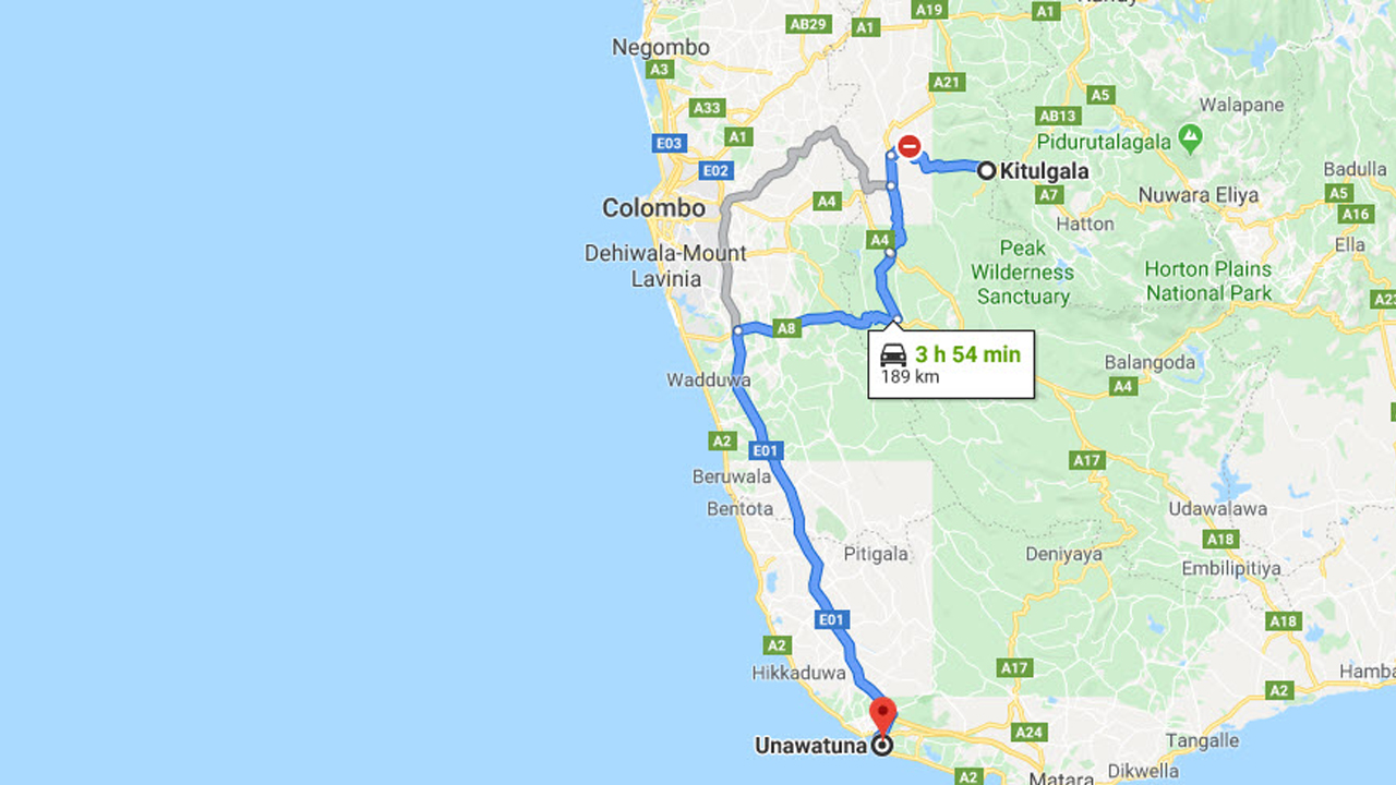 Kithulgala City to Unawatuna City Private Transfer