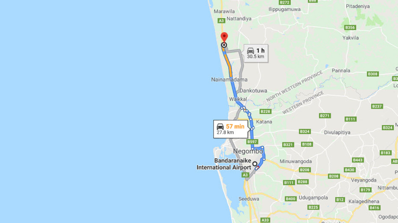 Colombo Airport (CMB) to Katuneriya City Private Transfer