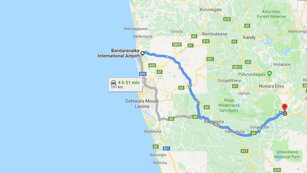 Colombo Airport (CMB) to Haldumulla City Private Transfer