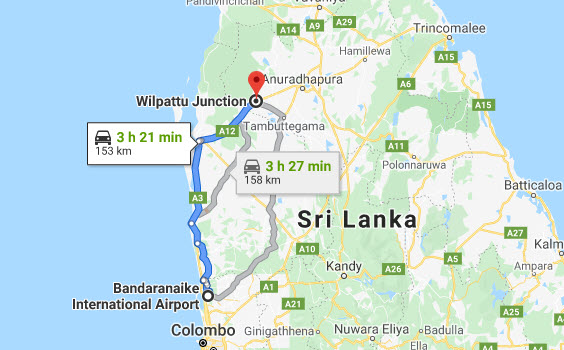 Colombo Airport (CMB) to Wilpattu City Private Transfer