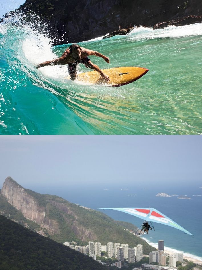 Surfear y volar: la experiencia carioca al aire libre