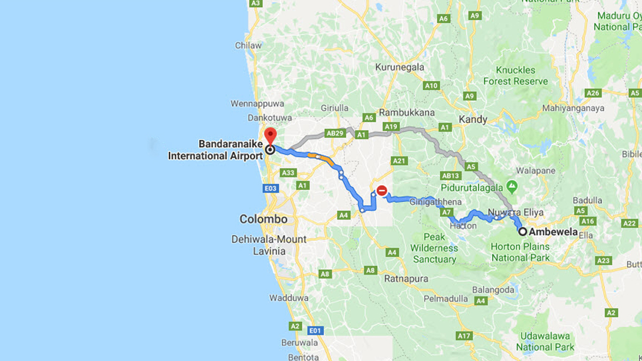 Ambewela City to Colombo Airport (CMB) Private Transfer