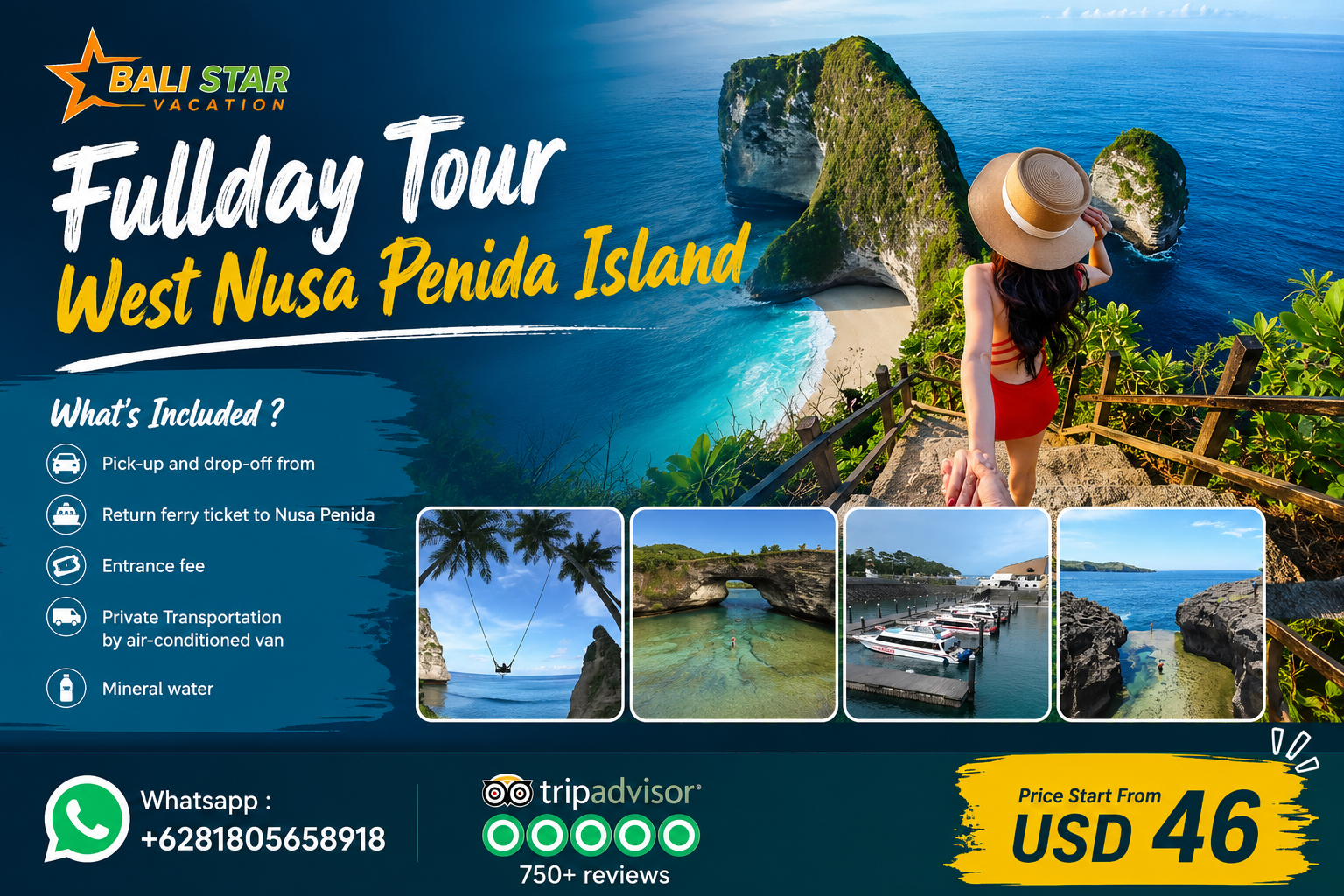Bali: tour de día completo a la isla occidental de Nusa Penida