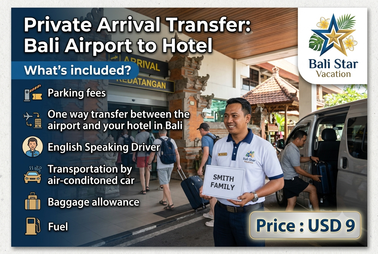 Traslado privado de llegada: del aeropuerto de Bali al hotel