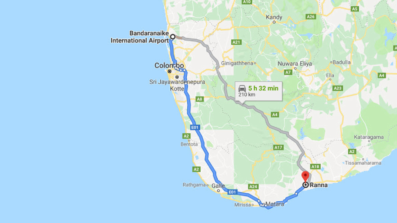 Colombo Airport (CMB) to Ranna City Private Transfer