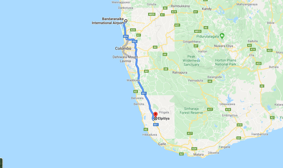 Colombo Airport (CMB) to Elpitiya City Private Transfer