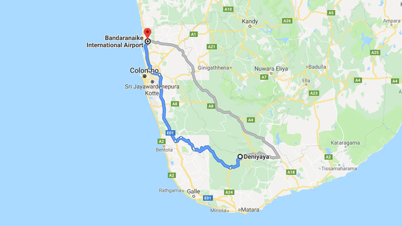 Deniyaya City to Colombo Airport (CMB) Private Transfer