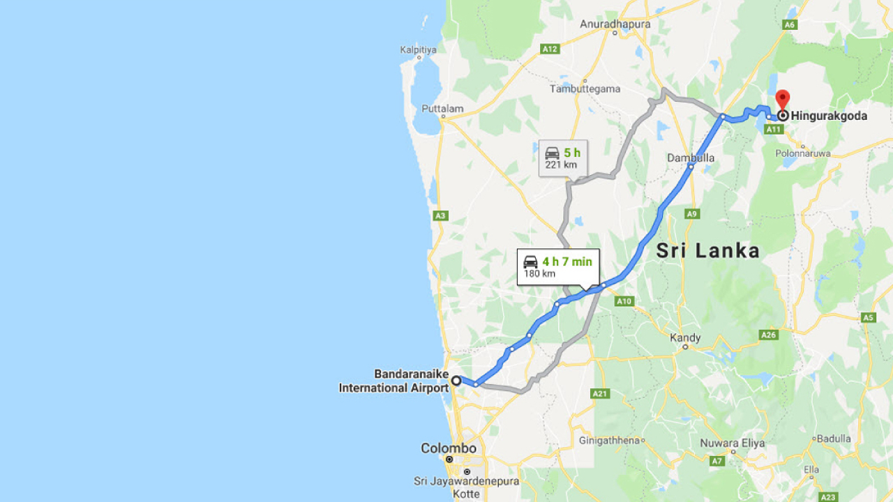 Colombo Airport (CMB) to Hingurakgoda City Private Transfer