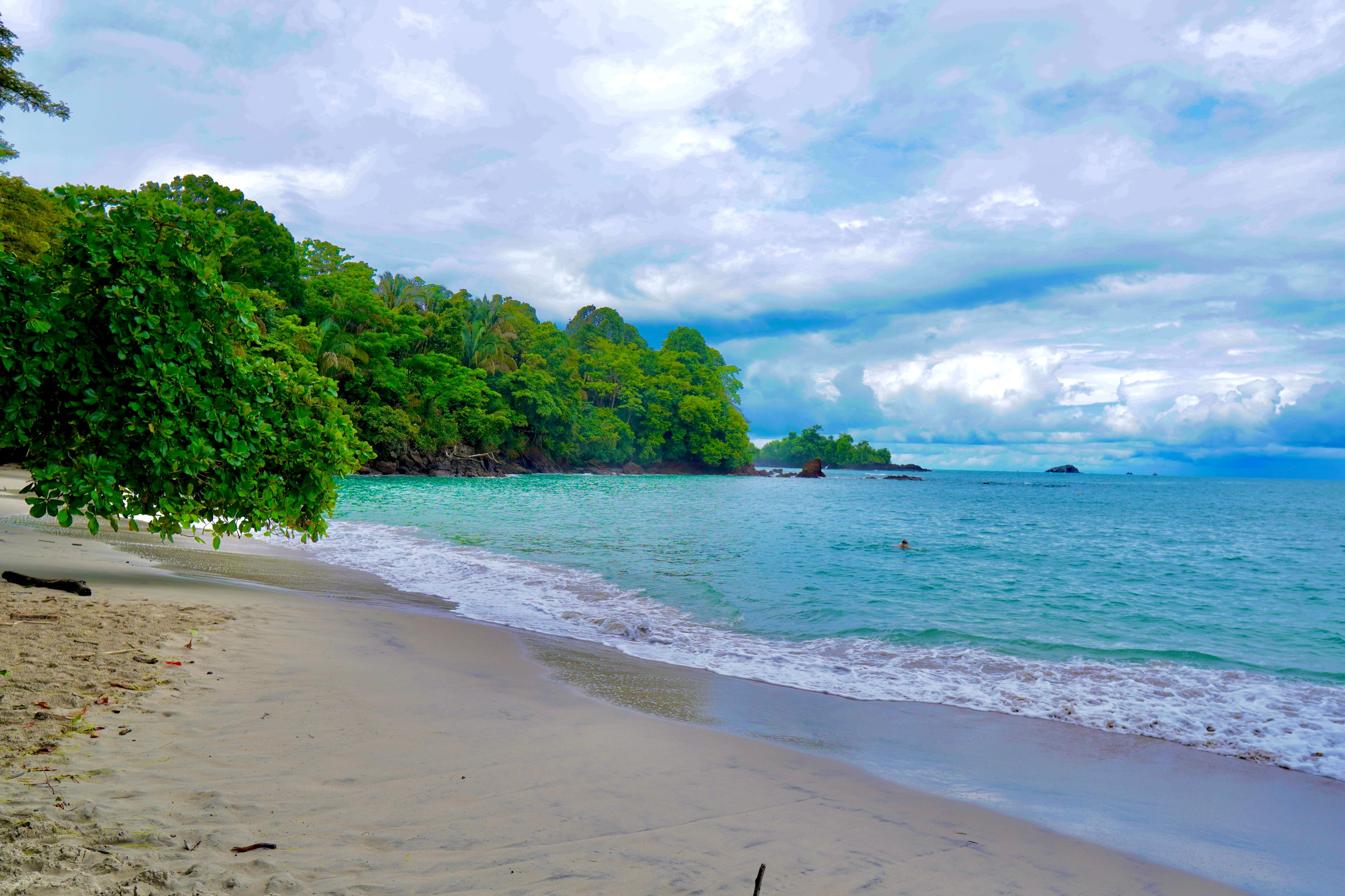 Descanso en la playa en el Parque Cahuita