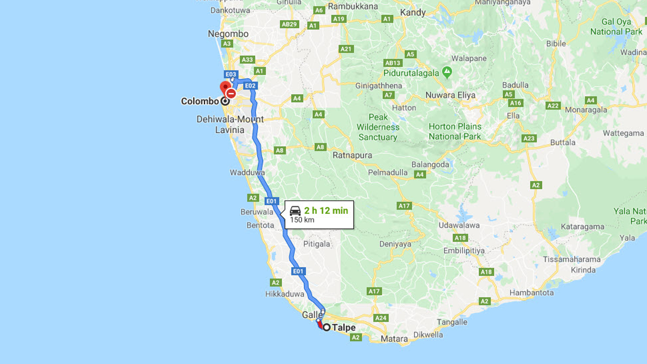 Thalpe City to Colombo City Private Transfer