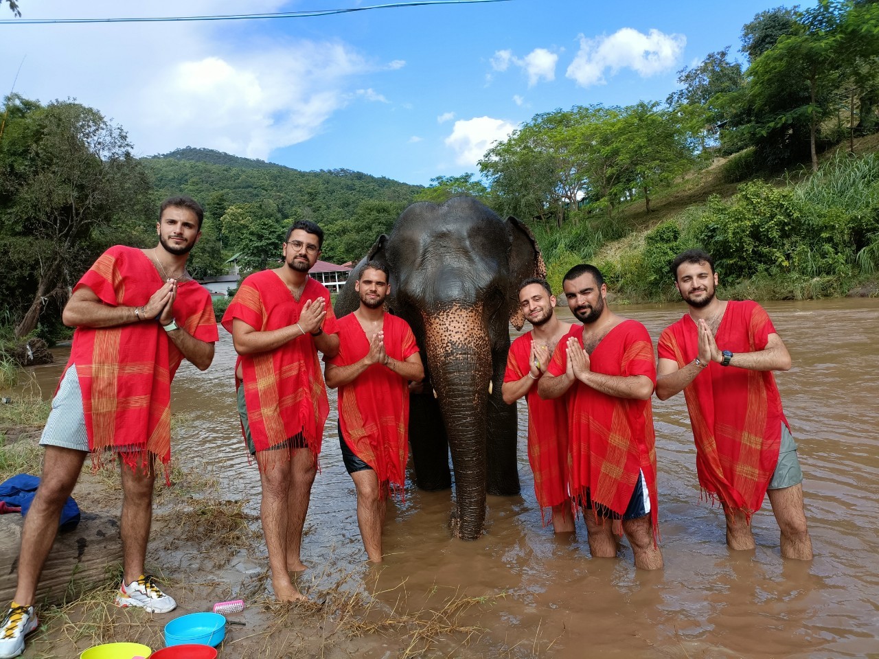 Cuidado de elefantes y rafting en bambú con buffet tailandés