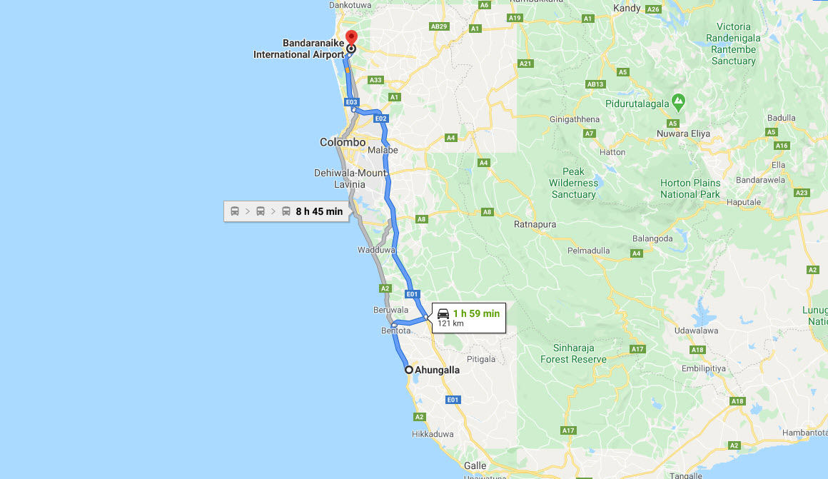 Ahungalla City to Colombo Airport (CMB) Private Transfer