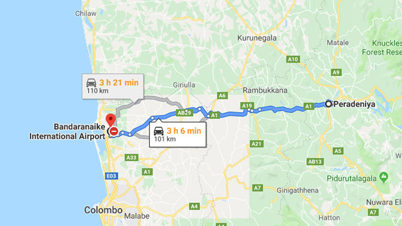Peradeniya City to Colombo Airport (CMB) Private Transfer