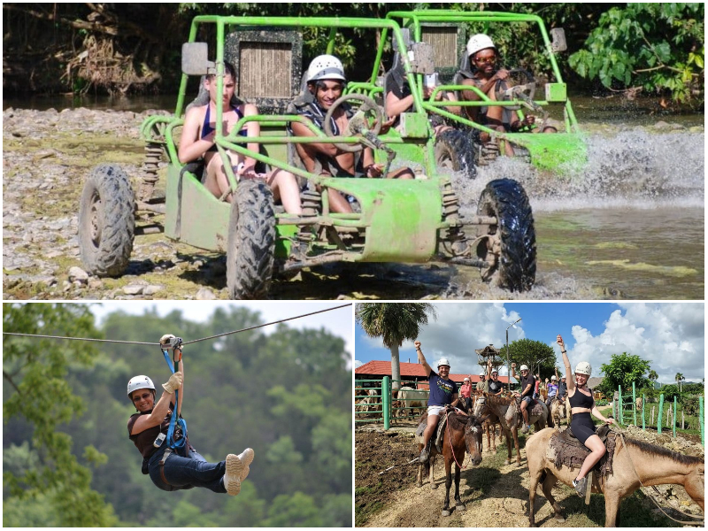 3 actividades en 1 recorrido: paseos a caballo / tirolesa / buggies