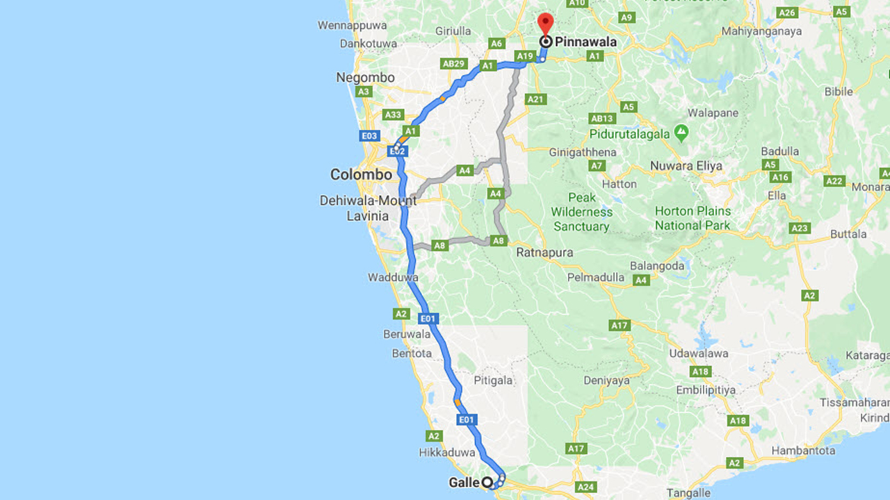 Galle City to Pinnawala City Private Transfer